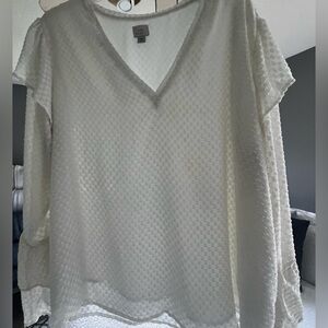 A NEW DAY Ruffled Cream Business Top.